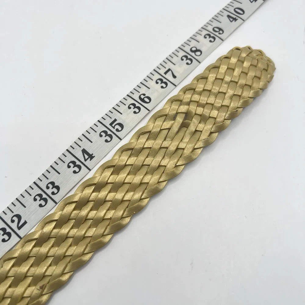 Michael Kors Braided Woven Leather Belt Medium Gold